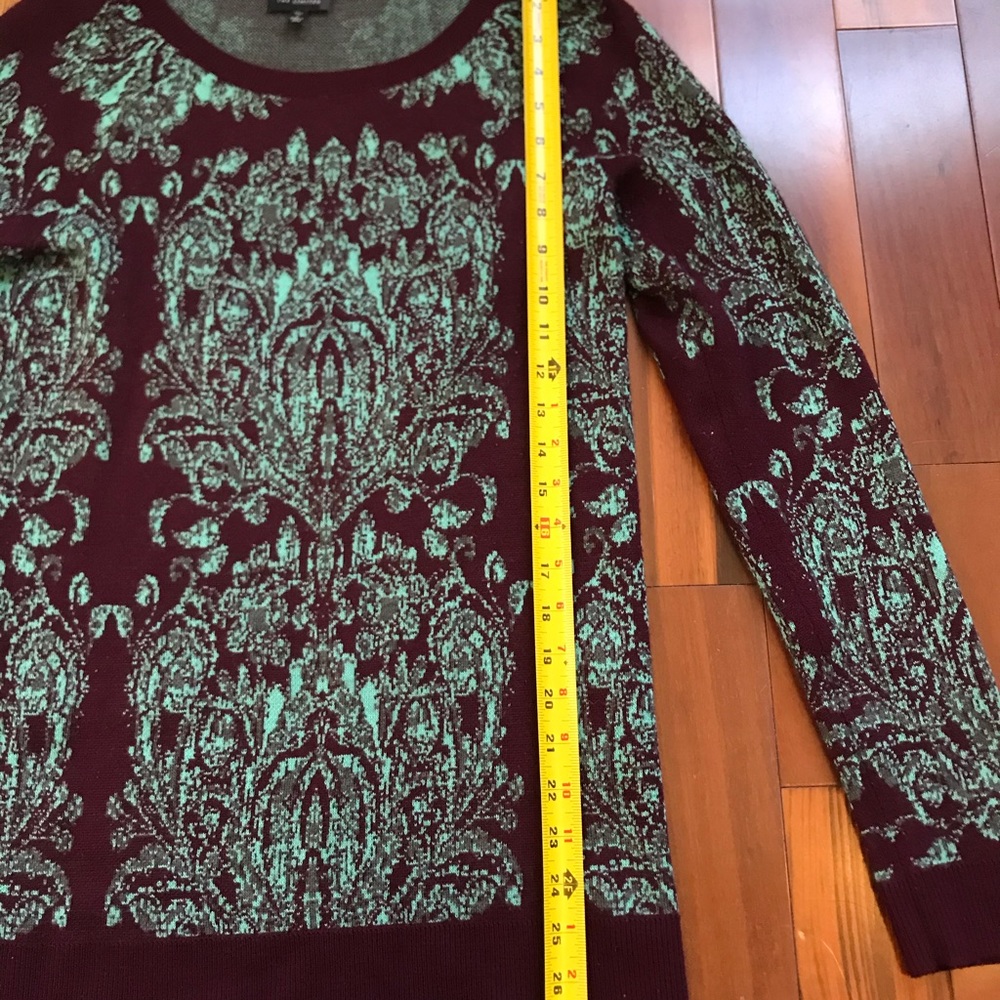 The Limited Mint Green Maroon Damask Wool Sweater